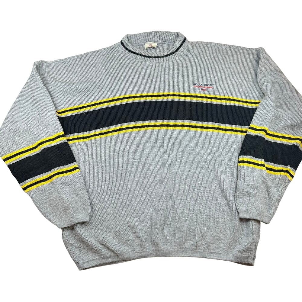 Vintage Polo Sport Ralph Lauren Striped Knit Sweater XL USA